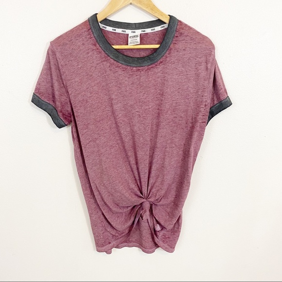 PINK Victoria's Secret Tops - Victoria’s Secret Pink Mauve Pink Burnout Tie Top